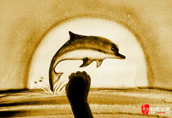 海豚沙画图片